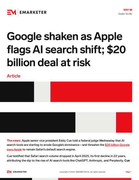 Google shaken as Apple flags AI search shift; $20 billion deal at risk