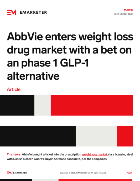 AbbVie's enters weight loss drug market with a bet on an phase 1 GLP-1  alternative